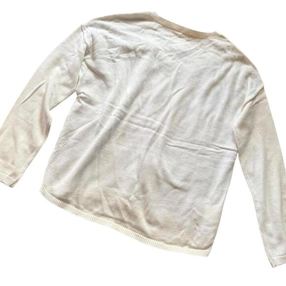 BCBGeneration ANANAS Graphic White Sweater Women’s Pullover Cotton Knit M/L - Picture 2 of 7